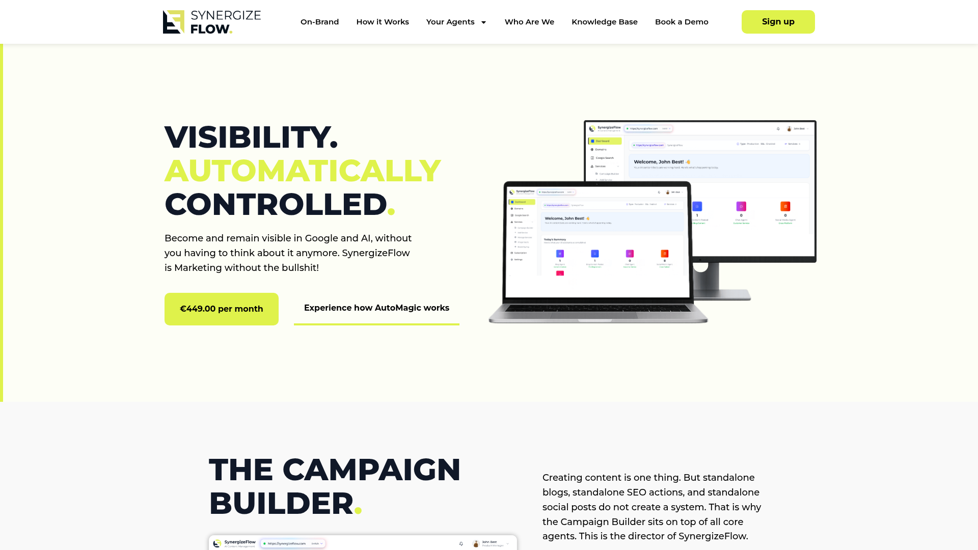 SynergizeFlow homepage